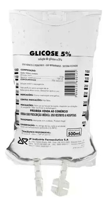 Soro Glicosado 5% Uso Intravenoso Estéril Bag 500 ml JP - 1 unidade