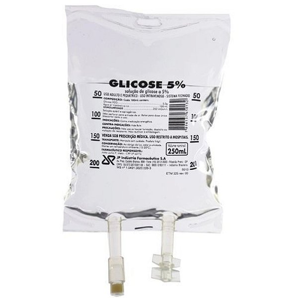 Soro Glicosado 5% Uso Intravenoso Estéril Bag 250 ml JP - 1 unidade