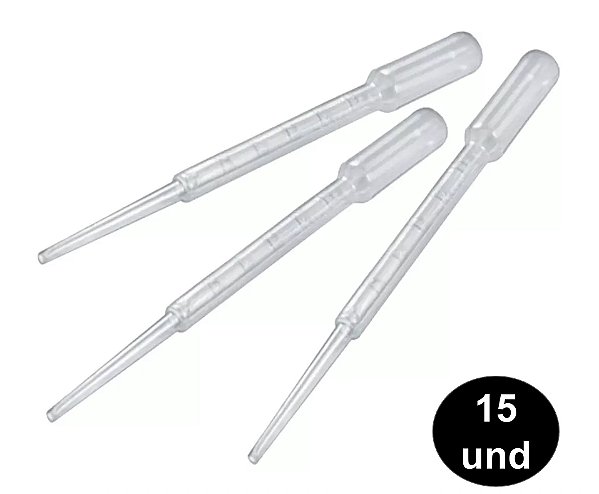 Pipeta Plástica Graduada 3ml Pasteur Não Estéril kit 15 Unidades - Cralplast
