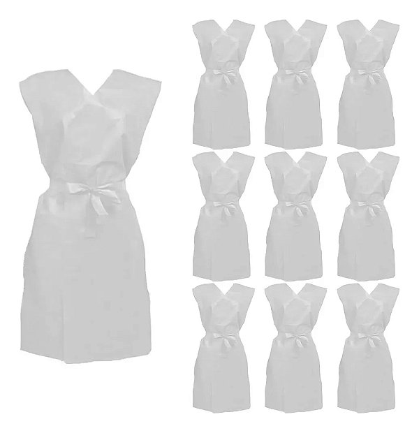 Avental sem manga com tiras branco GR12 Sky pacote 10 unidades