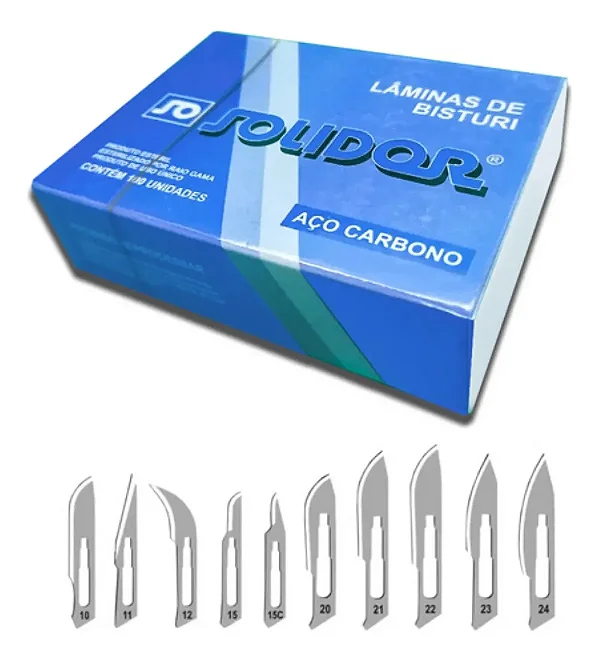 Lâminas De Bisturi Aço Carbono Descartável Solidor 100 Und