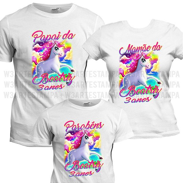 Camisetas Personalizadas Tema Unicornio Kit Festa Aniversario Blusa W3artestampa - camiseta roblox kit 03 camisetas personalizada
