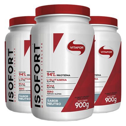 kit 3x isofort 900g proteína pura sem sabor - whey protein isolado -  vitafor - Bem Estar - Suplementos e moda fitness