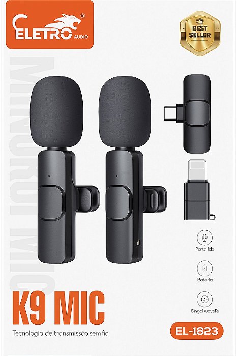 Microfone Sem Fio K9 Eletro EL-1823