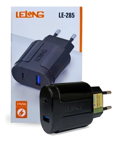 Carregador Turbo Lelong LE‑285 – USB + USB-C, 5.1A, Bivolt