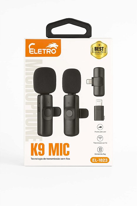 Transforme suas gravações com o Microfone Sem Fio de Lapela Eletro K9 MIC!