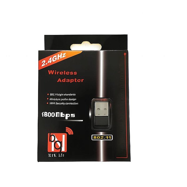Adaptador Receptor WiFi USB 300Mbps 2.4GHz 802.11n Wireless Sem Fio Plug & Play