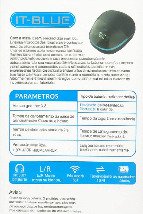 Fones de Ouvido Sem Fio IT-BLUE LE-2432 Preto