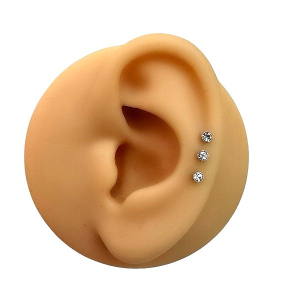 Trio Piercings Australianos em Titânio Cristal