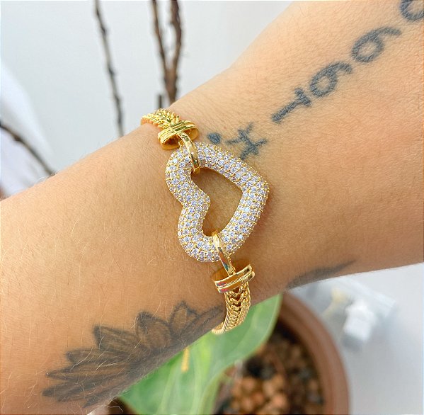 Pulseira Coração Cravejado