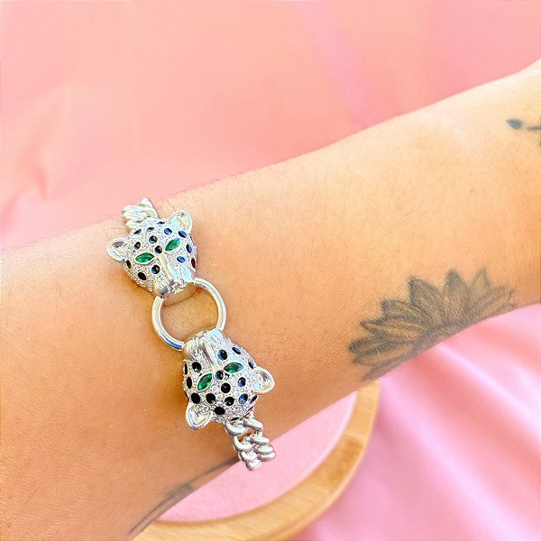 Bracelete Leopardo Prata