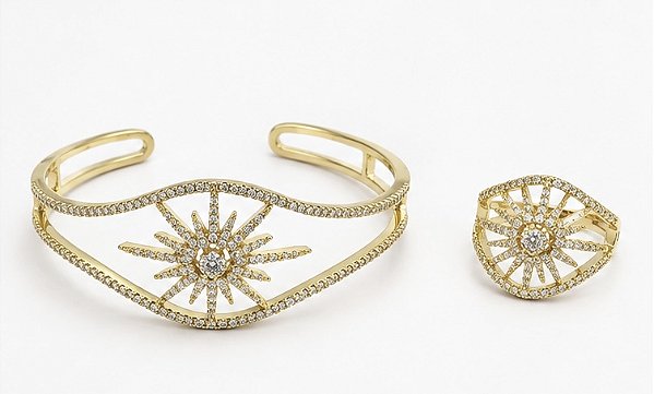 Bracelete conjunto com anel cravejado