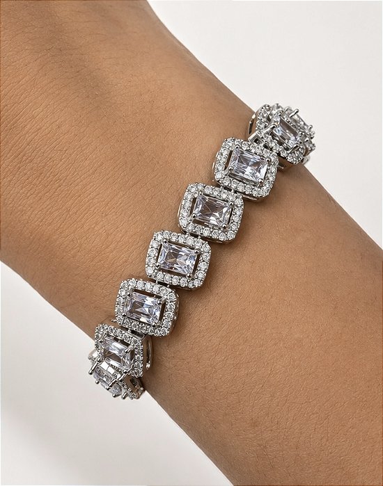 Pulseira quadrada de zircônias