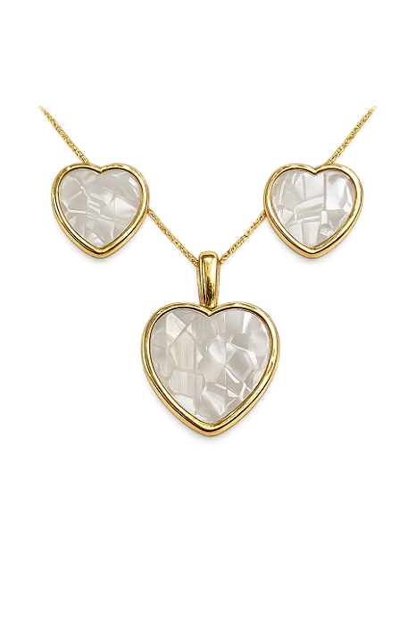 Conjunto de coração madre pérola