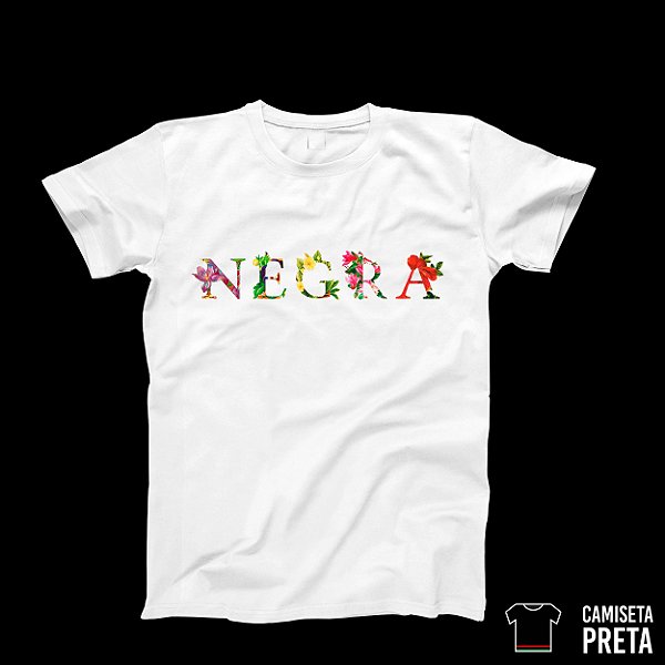 Camiseta Negra Floral • Branca