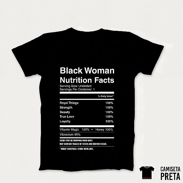 Camiseta Tabela Nutricional Black Woman