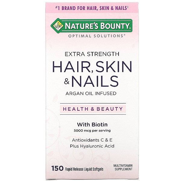 [Nature's Bounty] Hair, Skin & Nails Vitaminas para Cabelo Pele e Unhas com 5.000 mcg de biotina  - 150 softgels