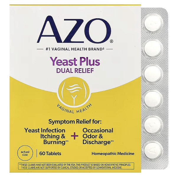 Azo Yeast Plus Fórmula Multi Alívio Rápido Candidíase 60 comprimidos
