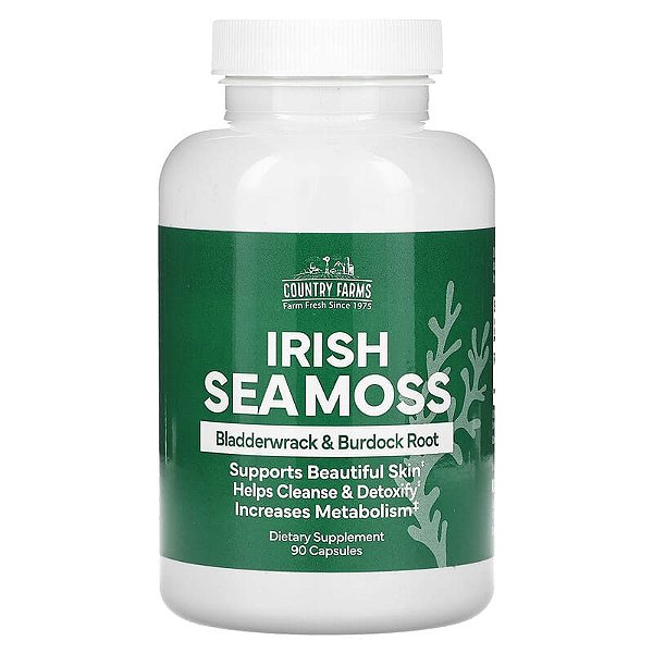 [Country Farms] Irish Sea Moss, Musgo Marinho Irlandês 500 Mg | 90 Cápsulas