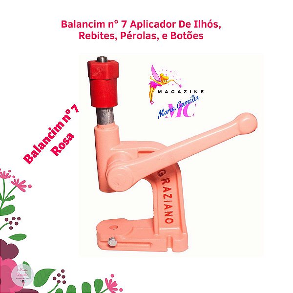 Máquina Balancim para Pregar Botão de Pressão E Ilhós Cor Rosa Nº 7