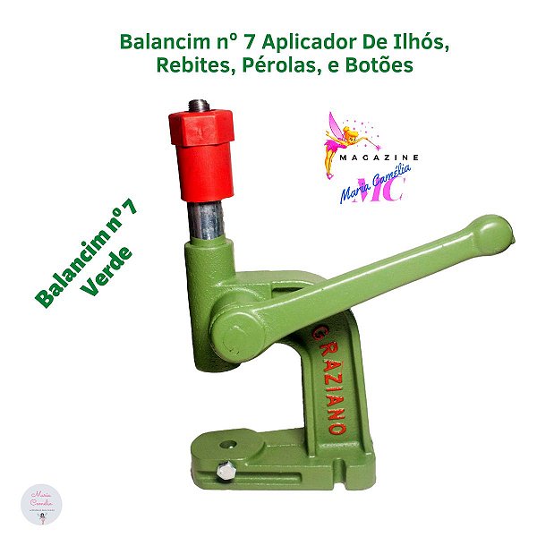 Máquina Aplicador Balancim para Pregar Botão de Pressão E Ilhós Cor Verde Nº 7