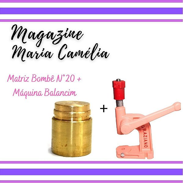 BALANCIM ROSA + MATRIZ PARA FORRAR BOTÕES BOMBÊ NÚMERO 20