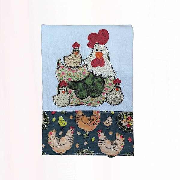 Pano de Prato - Patch Aplique - Mamãe Galinha