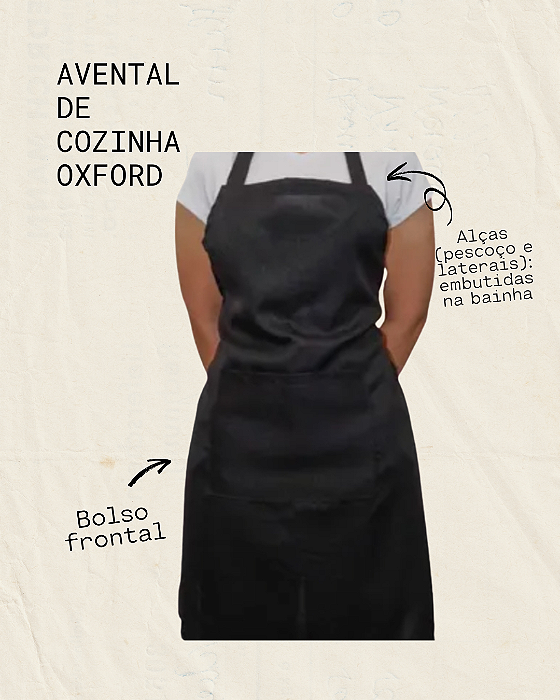 Avental de Cozinha em Oxford - preto clássico
