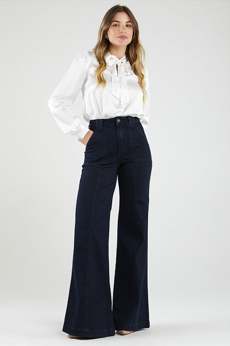 Calça Jeans Pantalona Black and Blue - Londres