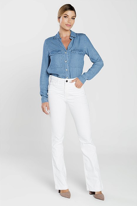 Calça Boot Cut Sarja Branca - Valparaiso