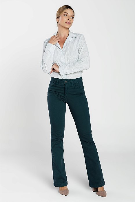 Calça Boot Cut Sarja Petróleo - Recife