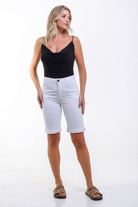 Bermuda Sarja Branca com fenda - Santorini