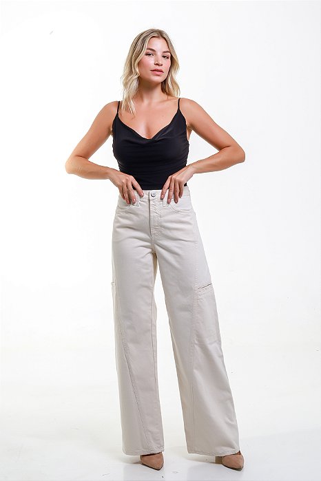 Calça Wide Leg Sarja Crú - Ourense