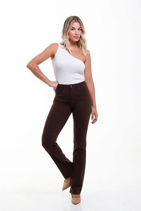 Calça Boot Cut Sarja Marrom - Patos