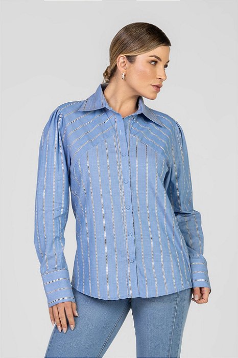 Camisa Listrada Azul - Valentina