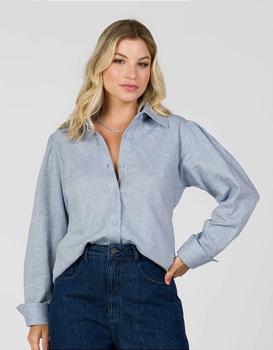 Camisa Escama de Peixe Azul - Ana
