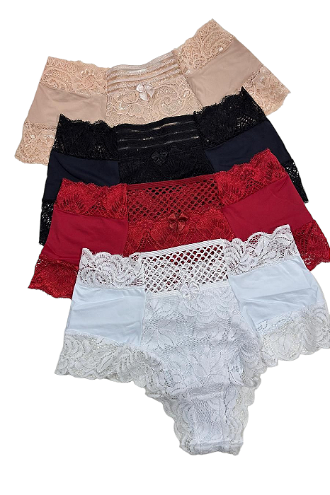 Calcinha em microfra Calessom com detalhe em renda