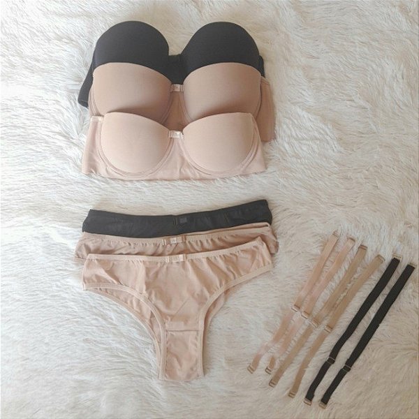 Conjunto  em microfibra tomara que caia