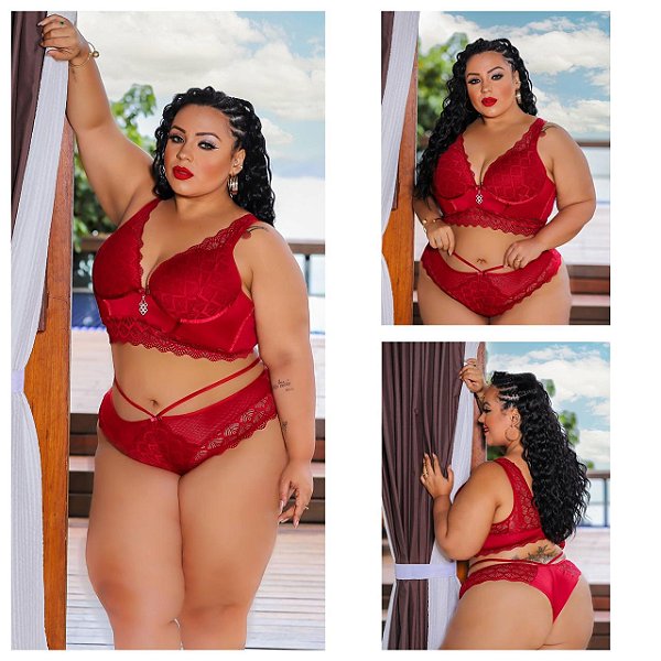 conjunto em microfibra com detalhe em renda nas as alças