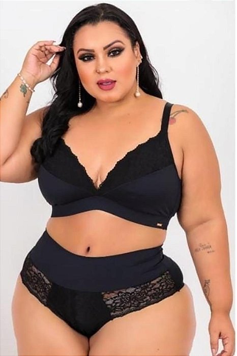 CONJUNTO REFORÇADO SEM BOJO COM DETALHES EM RENDA