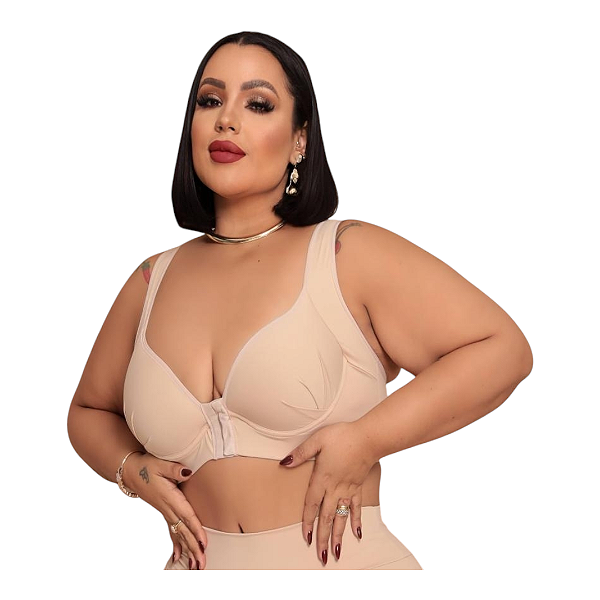 Sutiã plus size nadador fecho frontal nude