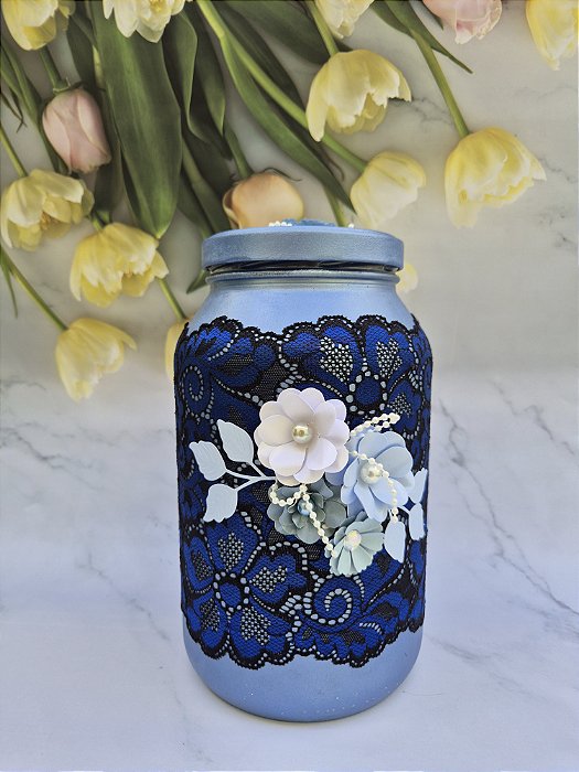 Pote Azul floral