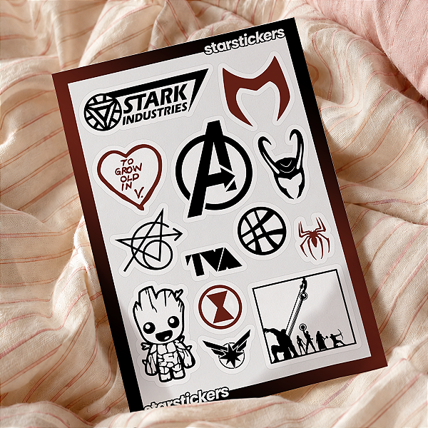 Cartela de Adesivos | Marvel