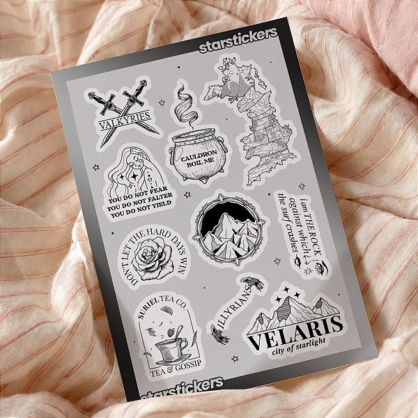Cartela de Adesivos | Corte de Espinhos e Rosas (ACOTAR)