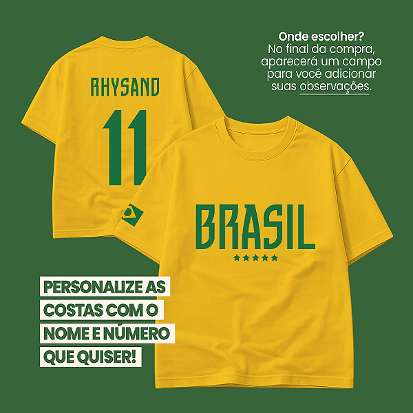 Camiseta Brasil Copa Nome Personalizado
