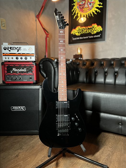 Guitarra Esp Ltd Kirk Hammett-kh202 Kh202 - Black - Com Case - Floyd Rose
