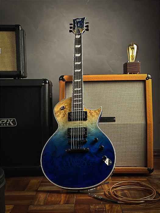 GUITARRA ESP LTD EC-1000 BURLED - BLUE NATURAL FADE   - PONTE FIXA