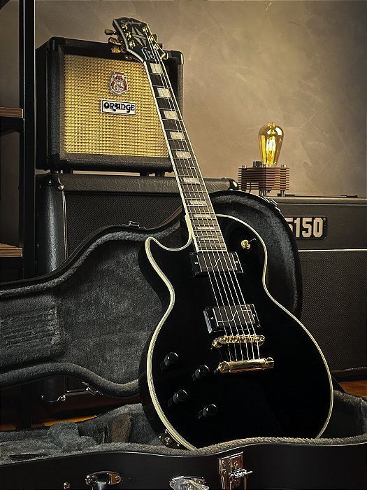 Guitarra Epiphone Les Paul Custom Matt Heafy Lefty - Ebony - Fishman - Case - Canhoto