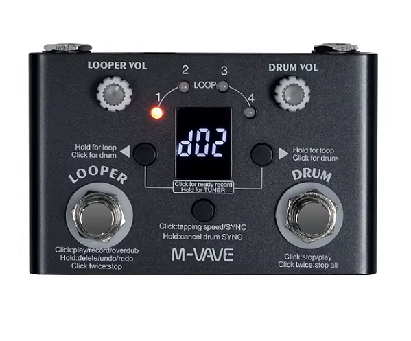 Pedal Drum Looper M-Vave Lost Tempo Black
