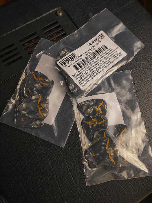 Palheta Prs Celluloid Black Pearloid Medium - (Pacote C/12)